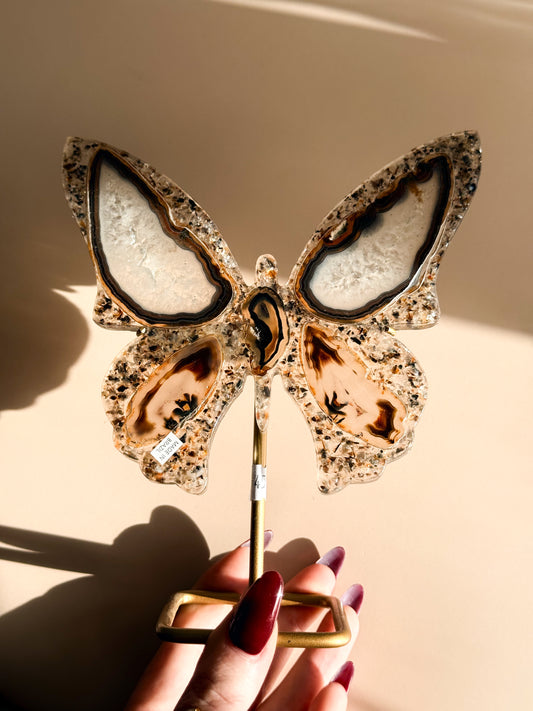 Butterfly & Stand - Agate & Resin