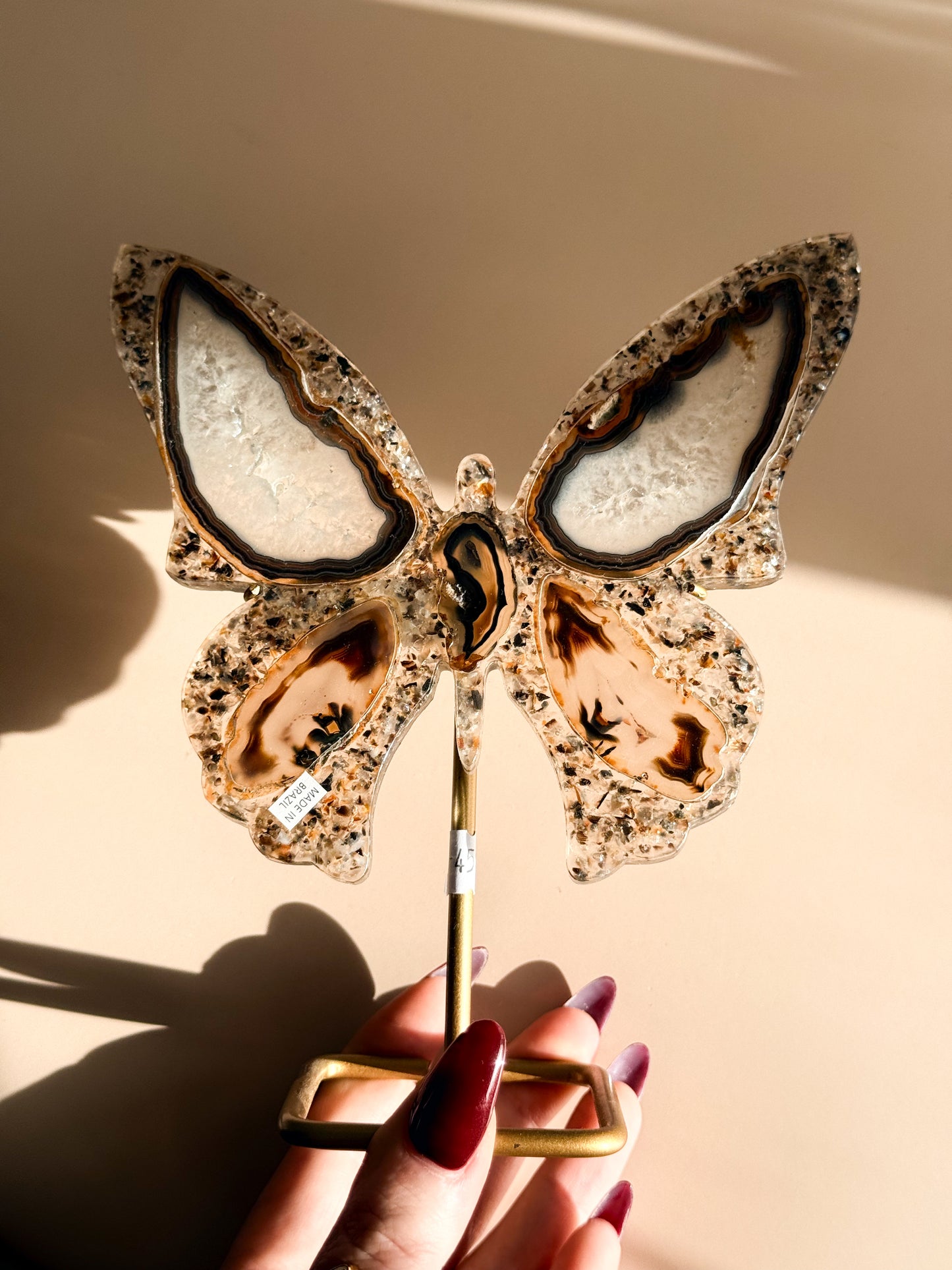 Butterfly & Stand - Agate & Resin