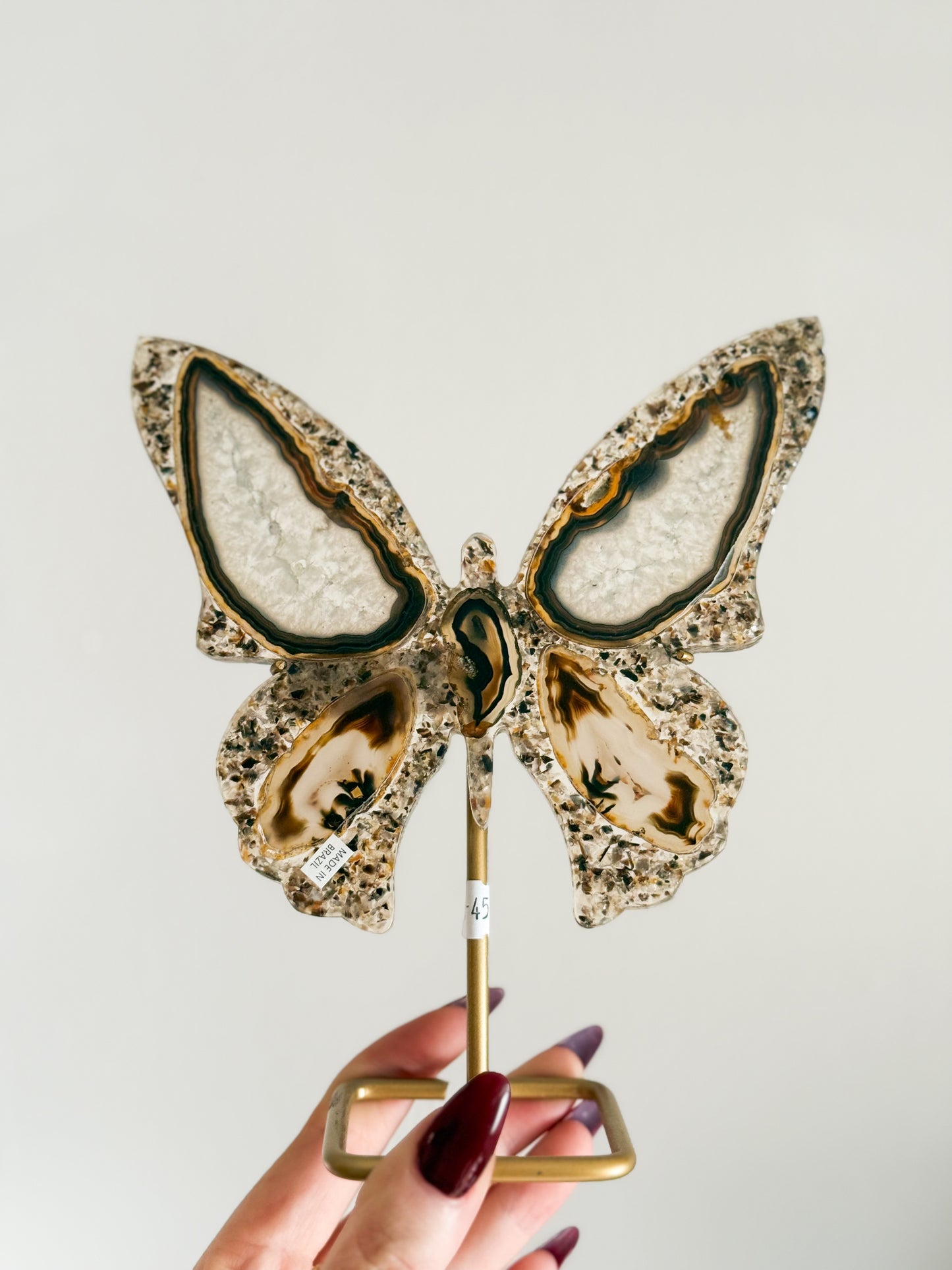 Butterfly & Stand - Agate & Resin