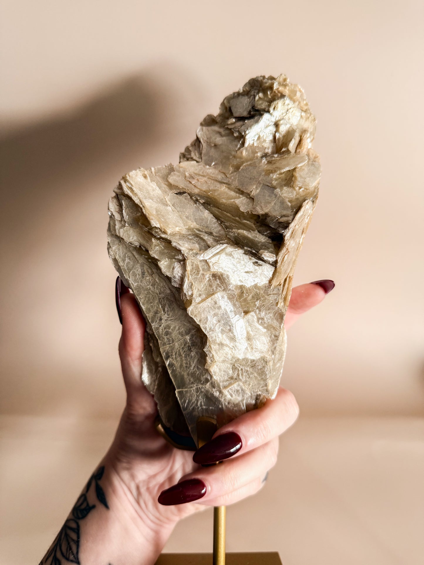 Golden Mica Specimen & Custom Stand